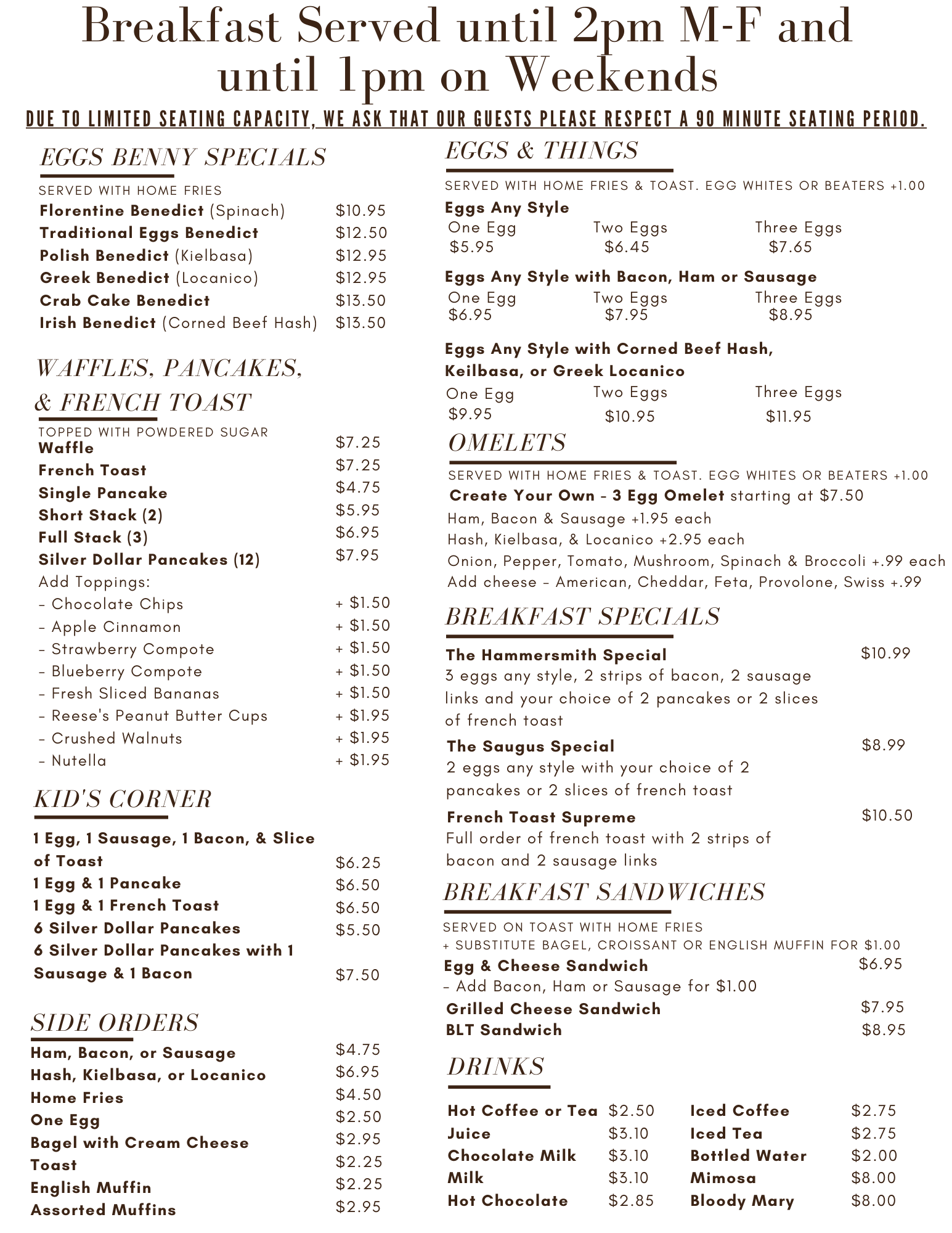 Breakfast & Lunch Menu – Hammersmith Family Restaurant In Saugus, Ma